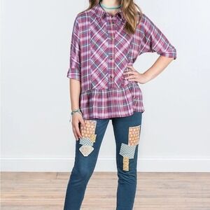 Matilda Jane Take a Bow top soft plaid